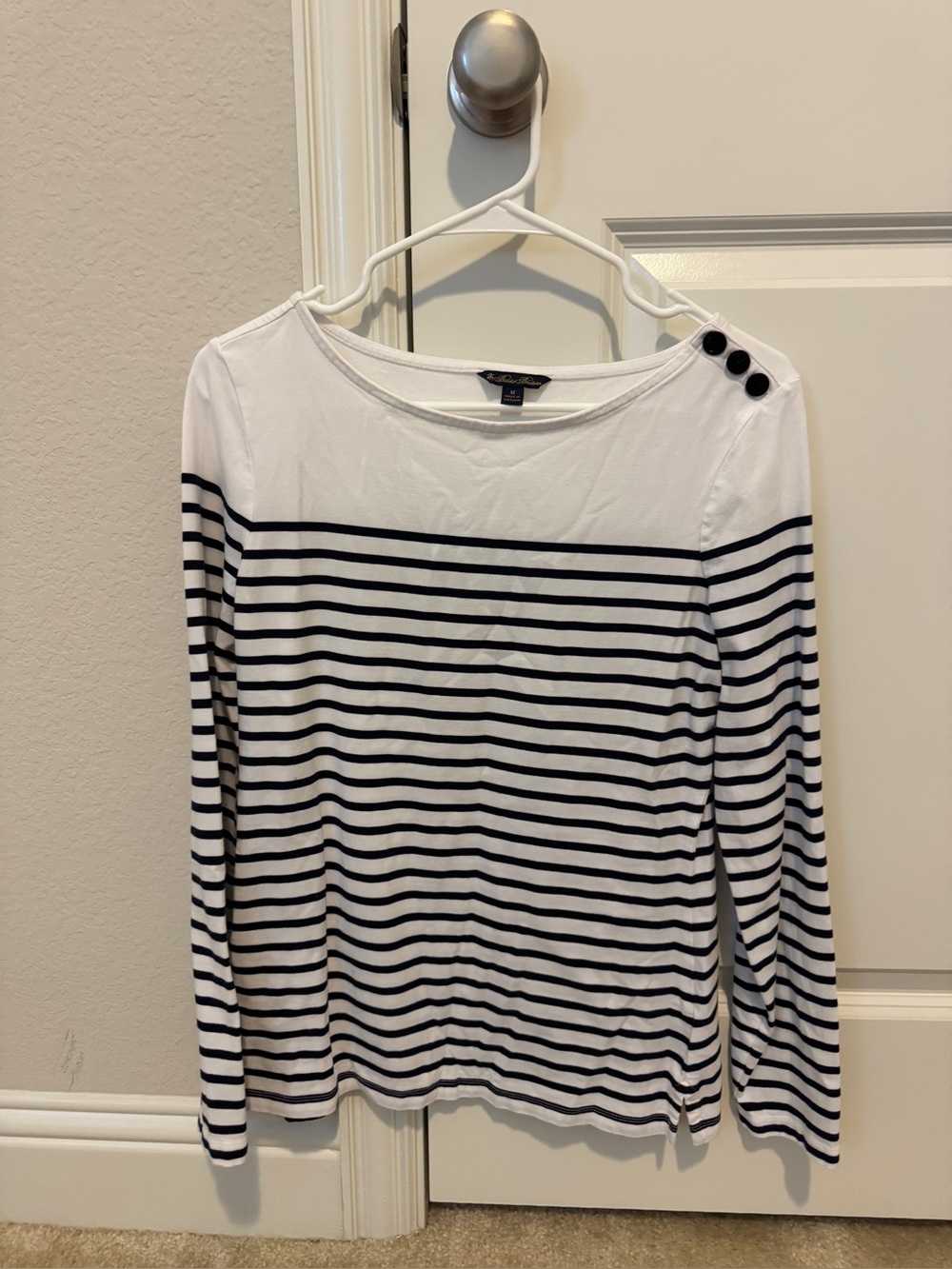 Brooks Brothers Cotton Modal Mariner Stripe Boatneck Top women shirts size M